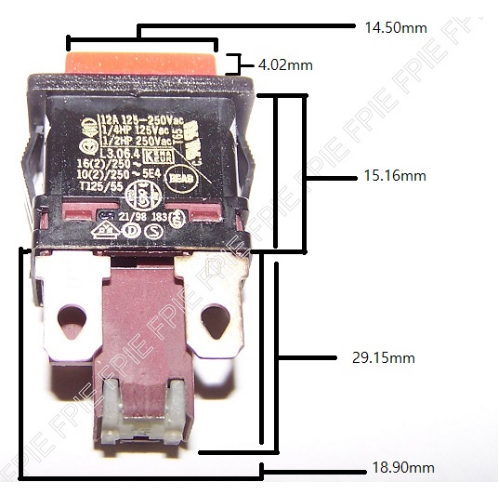125-250VAC, 12A Push-Button 15.16x12.60mm Switch (1105-7137)