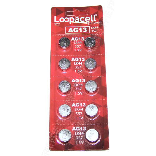 10pk. Button-Cell Alkaline 1.5V Batteries AG13, LR44, 357 by Loopacell (001-7146)