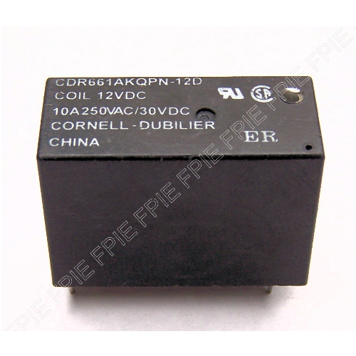 12VDC, 10A Relay by Cornell Dubilier (CDR661AKQPN-12D)