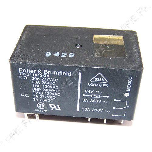 24VAC Heavy Duty Compressor Relay by Potter & Brumfield (T92S11A12-24)