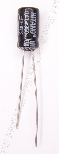 350V, 0.47uF Radial Electrolytic Capacitor 0.23" x 0.45" by Hitano (200-7268)